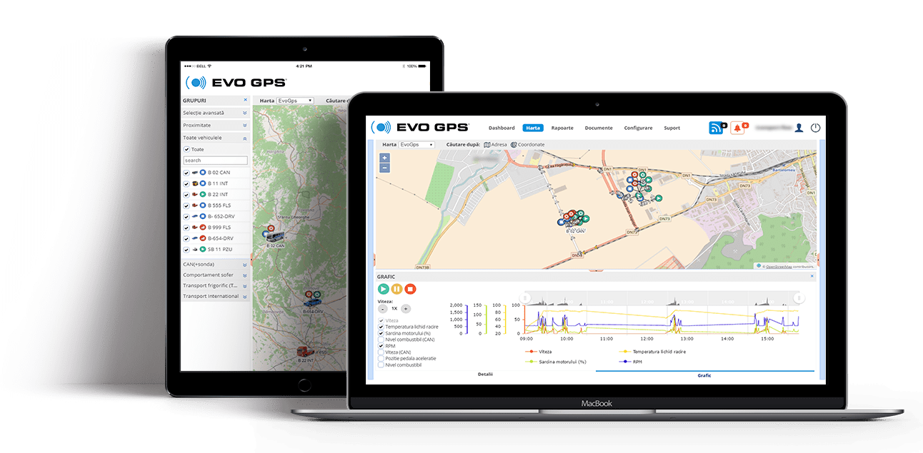 Capturi din aplicatia EVO GPS - detalierea evenimente lor pe harta | evogps.ro